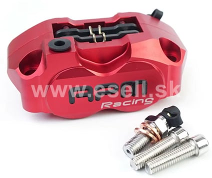 Brzdový strmeň 4 piestkový CNC 82 mm červená