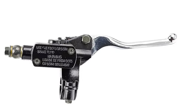 Brzdová páčka s pumpou strieborná 145mm pravá