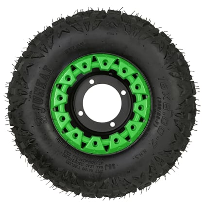 Kompletné koleso 7 palcov s pneu 16x8-7 zelená 4x110mm