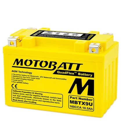 Batéria MOTOBATT MBTX9U, 12V, 10,5Ah, 160A (YTX9-BS, YT12A-BS, YTZ12S, YTZ14S)