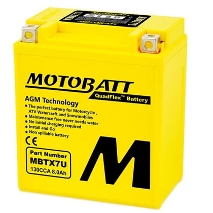 Batéria MOTOBATT MBTX7U, 12V, 8Ah, 130A (YTX7L-BS, YTZ8V)