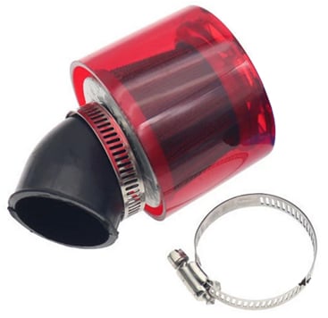 Športový vzduchový filter 35mm zahnutý s krytom - červená
