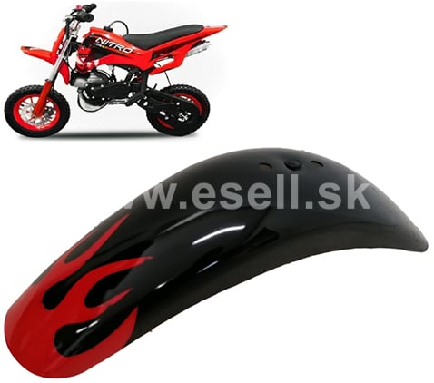 Predný blatník minicross DS 67 čierna-červený plameň