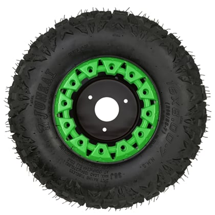 Kompletné koleso 7 palcov s pneu 16x8-7 zelená 3x78mm