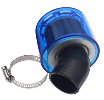 Športový vzduchový filter 35mm zahnutý s krytom - modrá