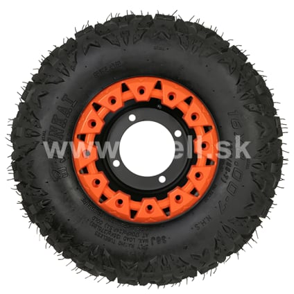 Kompletné koleso 7 palcov s pneu 16x8-7 oranžová 4x110mm