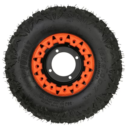Kompletné koleso 7 palcov s pneu 16x8-7 oranžová 4x110mm