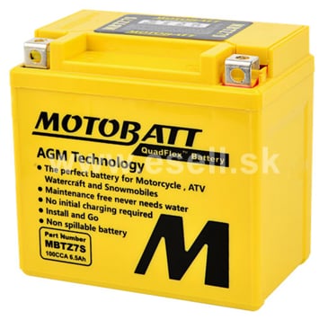 Batéria MOTOBATT MBTZ7S, 12V, 6,5 Ah, 100A (YTX5L-BS, YTZ6S, YTZ7S)