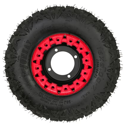 Kompletné koleso 7 palcov s pneu 16x8-7 červená 4x110mm