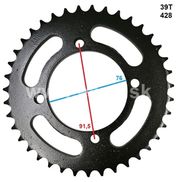 Rozeta pitbike 39 zubov pre reťaz 428